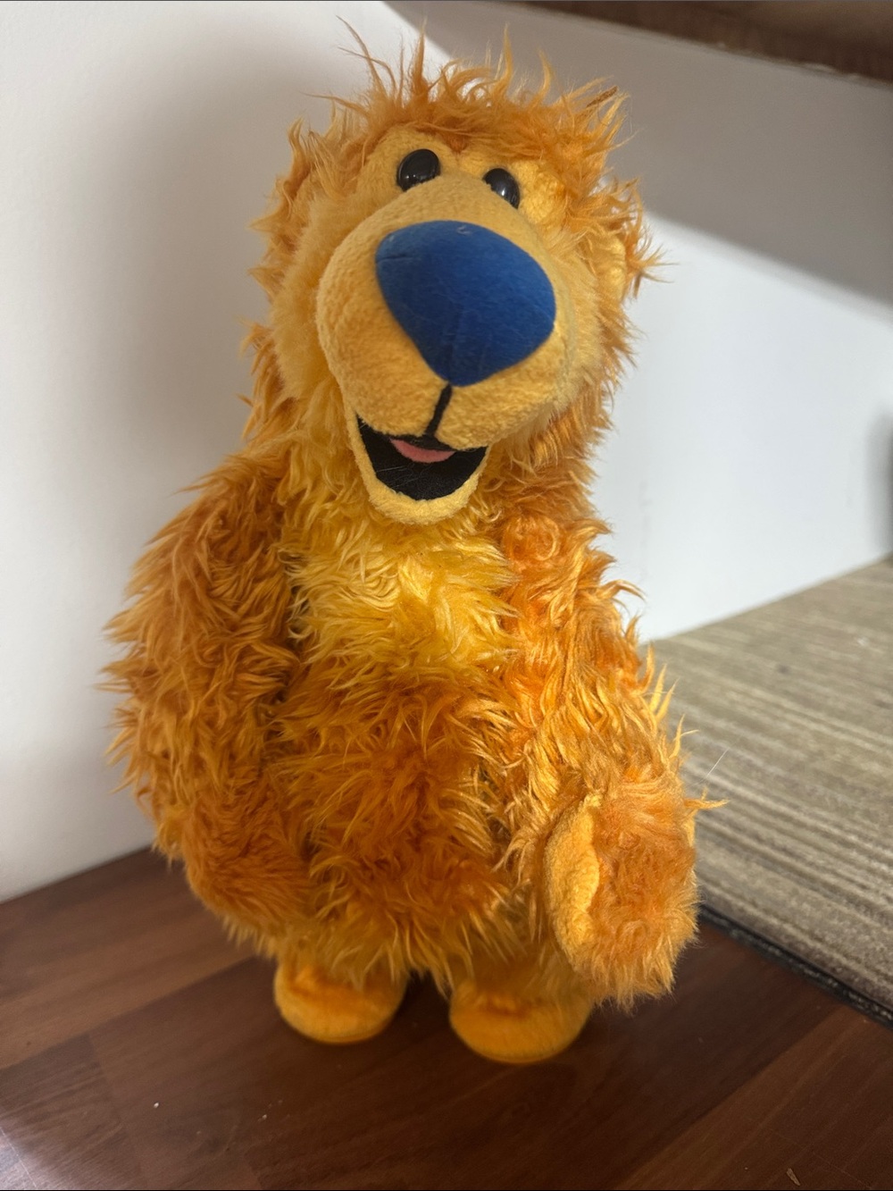 Vintage Bear in Plush Orange & Blue Character battery - powered